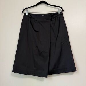 NWT Talbots Asymmetric Wrap Skirt in Smooth Black Satin, size 8